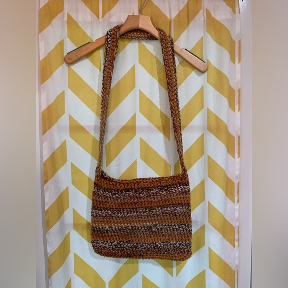 Crossbody Bag, Brown/Orange Multicolor, handmade, crochet - Picture 2 of 16